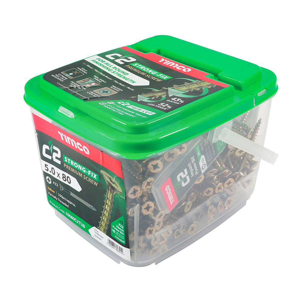TIMCO C2 Strong-Fix Multi-Purpose Premium Countersunk Gold Woodscrews - 5.0 x 80 - Image