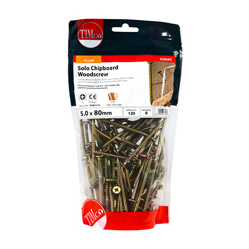 TIMCO Solo Countersunk Gold Woodscrews - 5.0 x 80 - Image