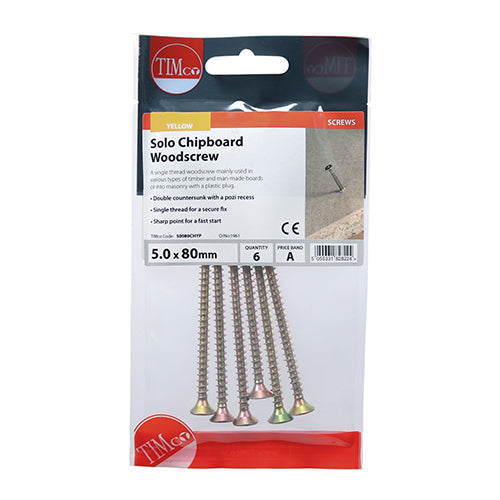 TIMCO Solo Countersunk Gold Woodscrews - 5.0 x 80 - Image