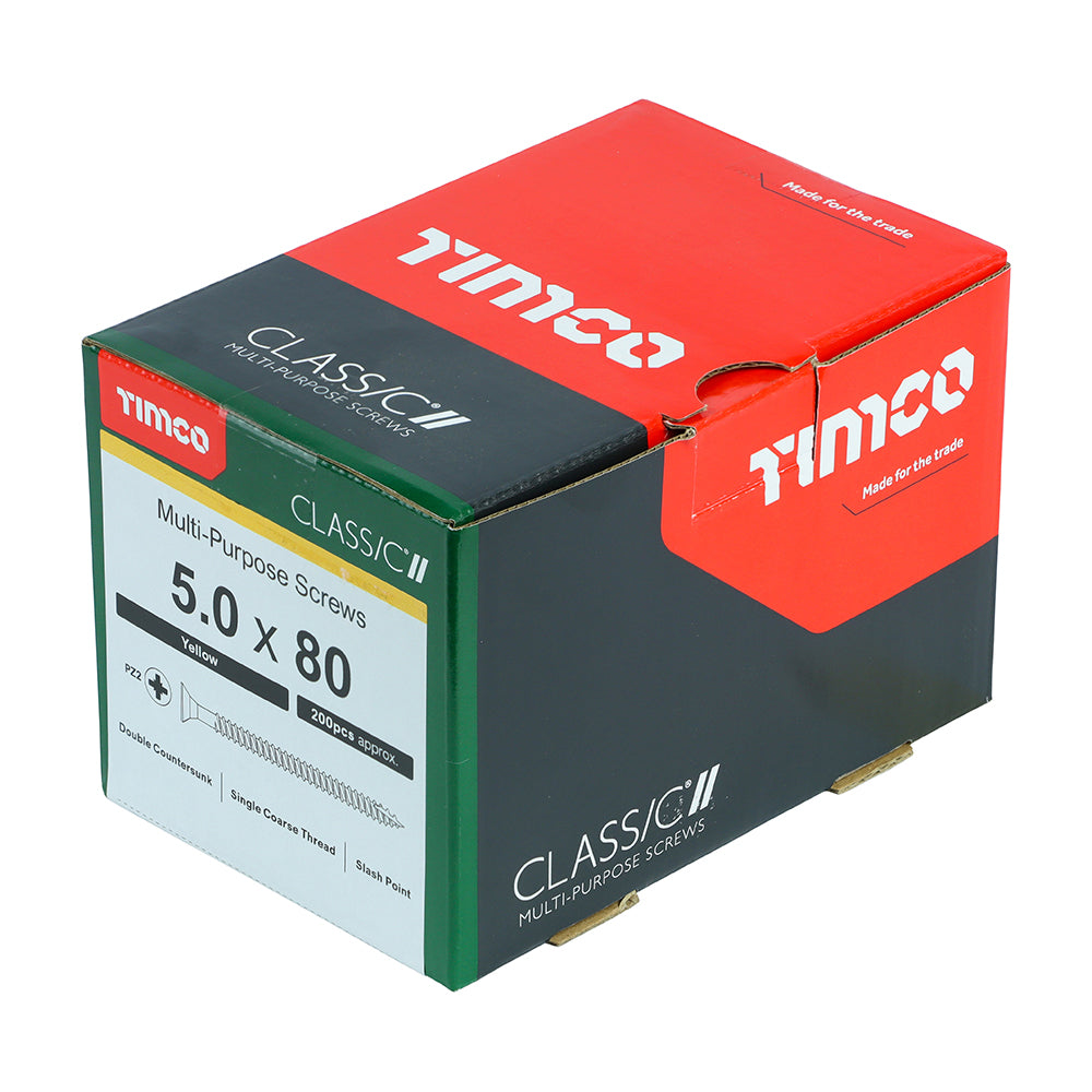 TIMCO Classic Multi-Purpose Countersunk Gold Woodscrews - 5.0 x 80 - Image