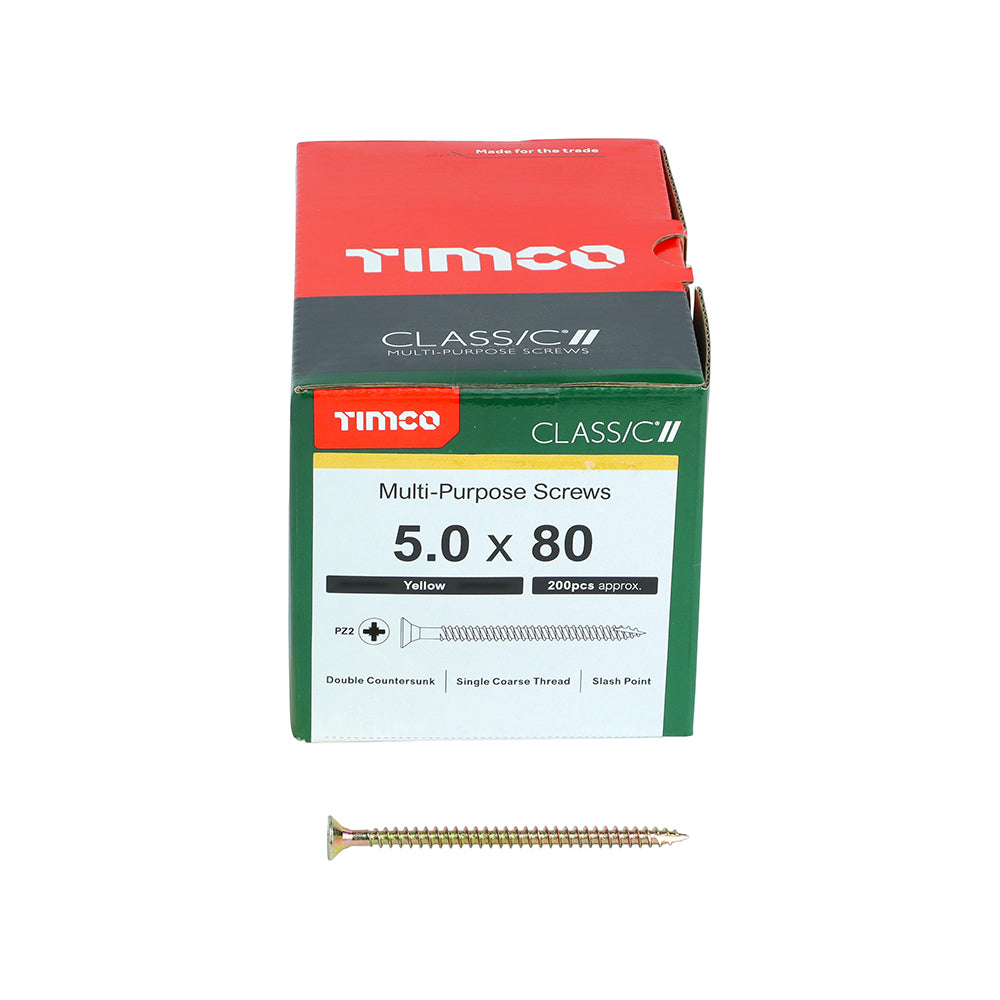 TIMCO Classic Multi-Purpose Countersunk Gold Woodscrews - 5.0 x 80 - Image