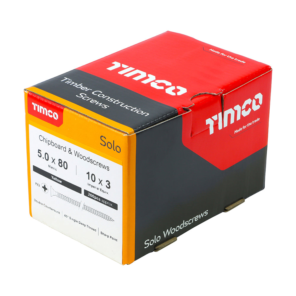 TIMCO Solo Countersunk Gold Woodscrews - 5.0 x 80 - Image