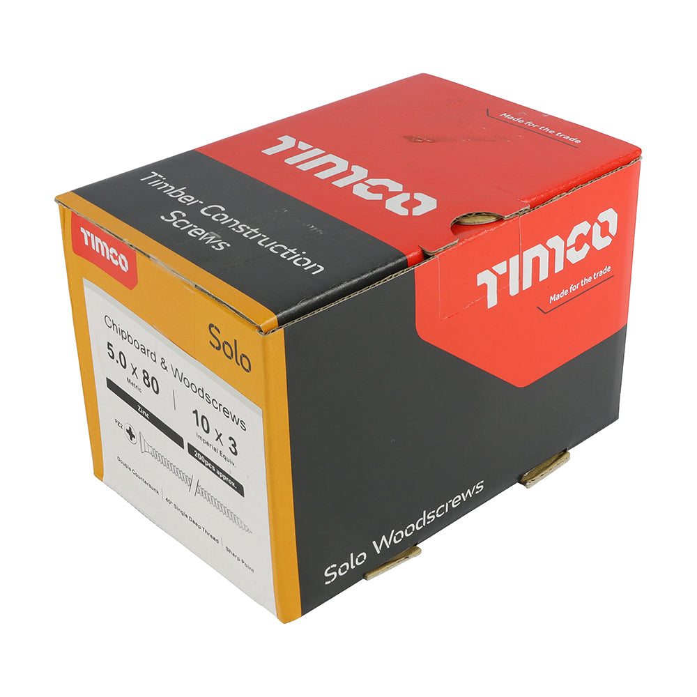 TIMCO Solo Countersunk Silver Woodscrews - 5.0 x 80 - Image