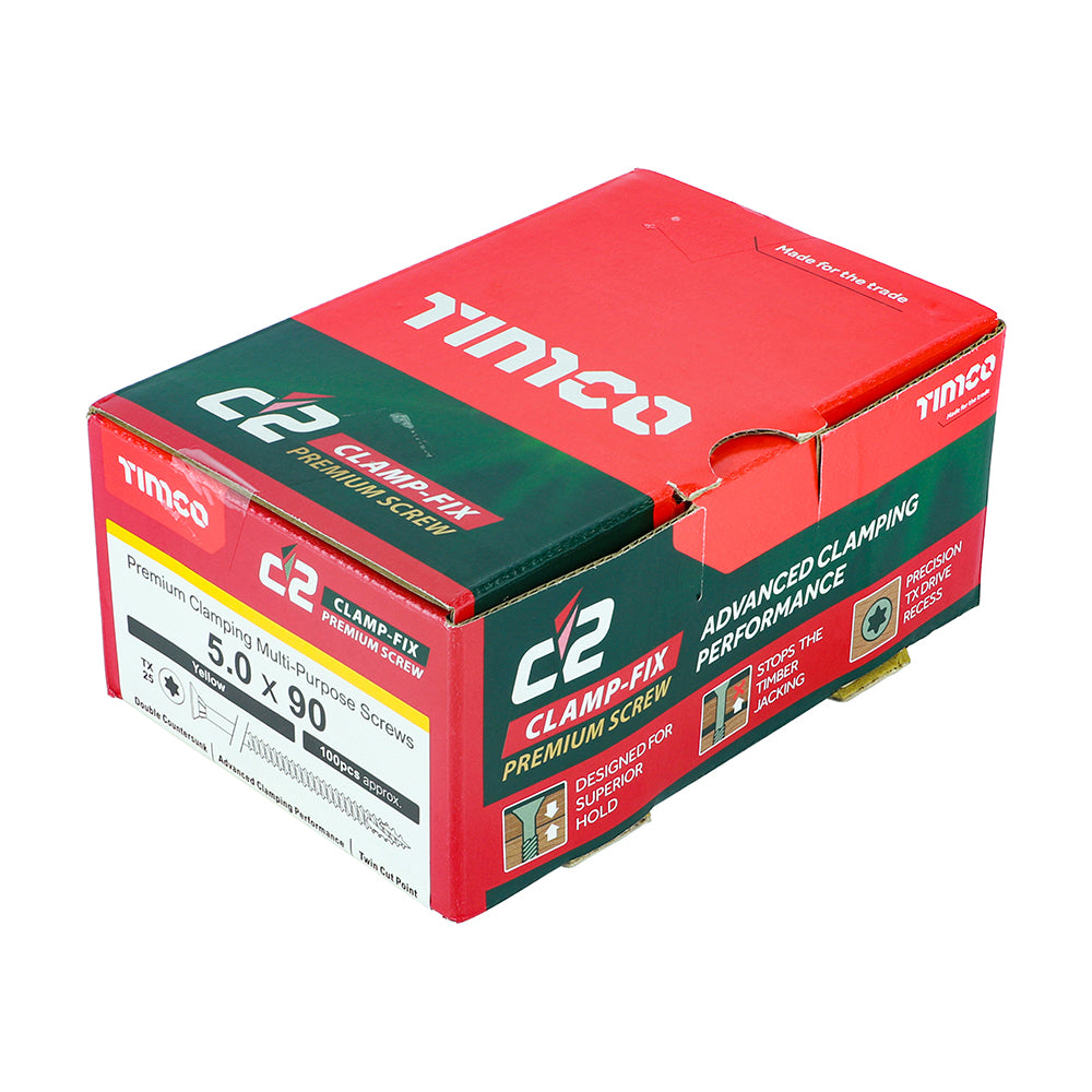 TIMCO C2 Clamp-Fix Multi-Purpose Premium Countersunk Gold Woodscrews - 5.0 x 90 - Image