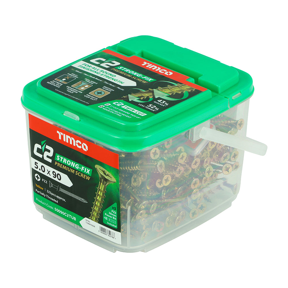 TIMCO C2 Strong-Fix Multi-Purpose Premium Countersunk Gold Woodscrews - 5.0 x 90 - Image