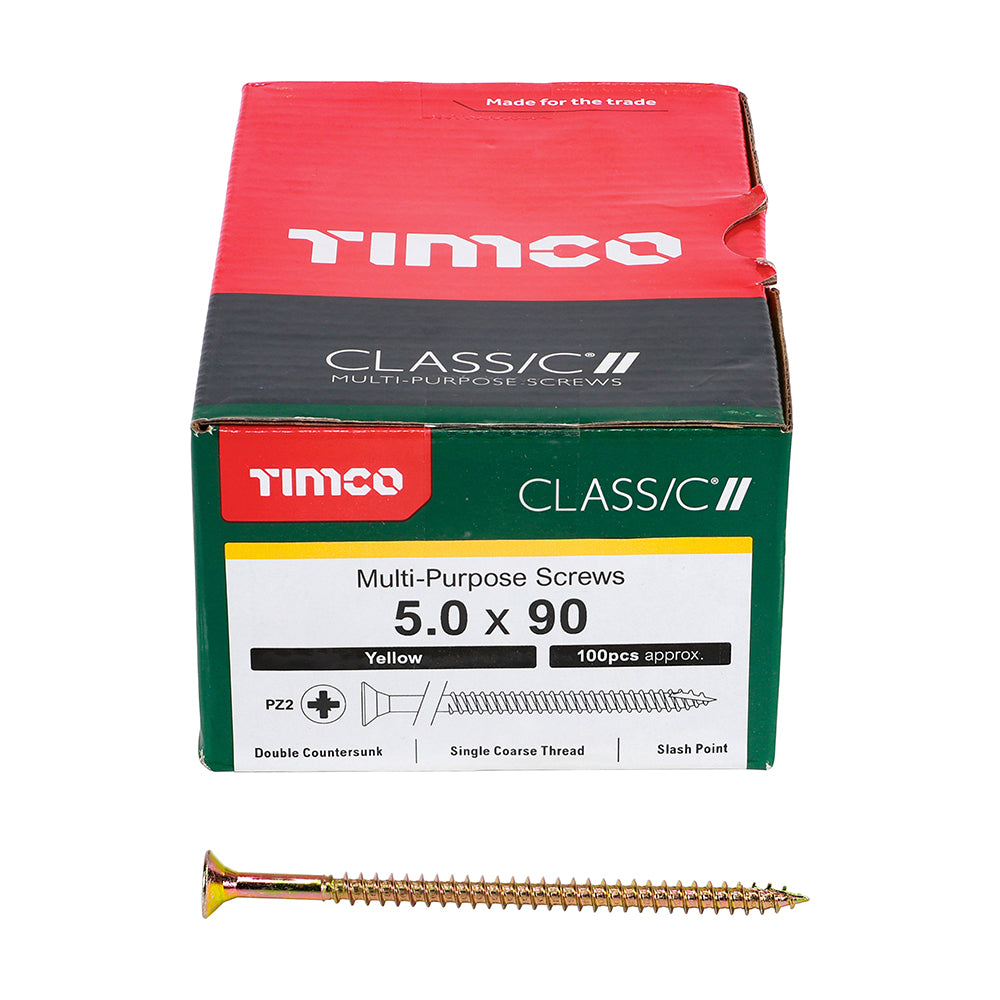 TIMCO Classic Multi-Purpose Countersunk Gold Woodscrews - 5.0 x 90 - Image
