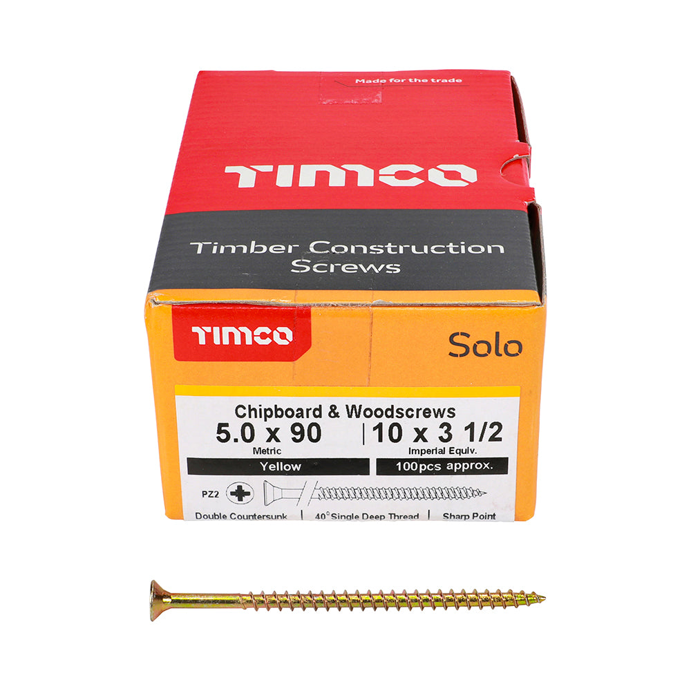 TIMCO Solo Countersunk Gold Woodscrews - 5.0 x 90 - Image