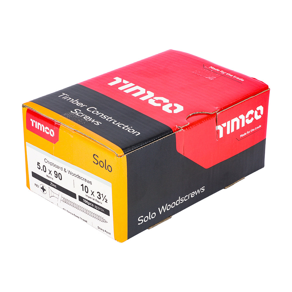 TIMCO Solo Countersunk Silver Woodscrews - 5.0 x 90 - Image