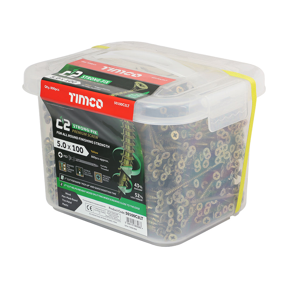 TIMCO C2 Strong-Fix Multi-Purpose Premium Countersunk Gold Woodscrews - 5.0 x 100 - Image