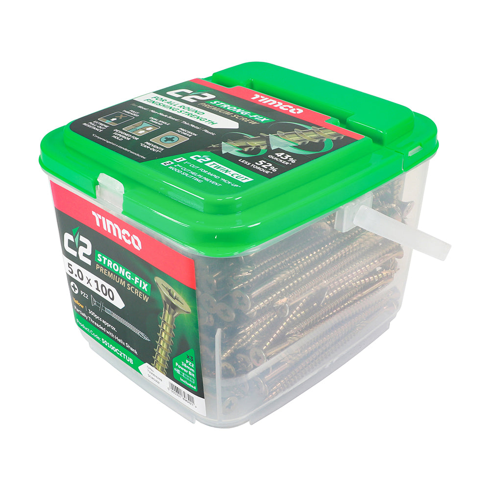 TIMCO C2 Strong-Fix Multi-Purpose Premium Countersunk Gold Woodscrews - 5.0 x 100 - Image