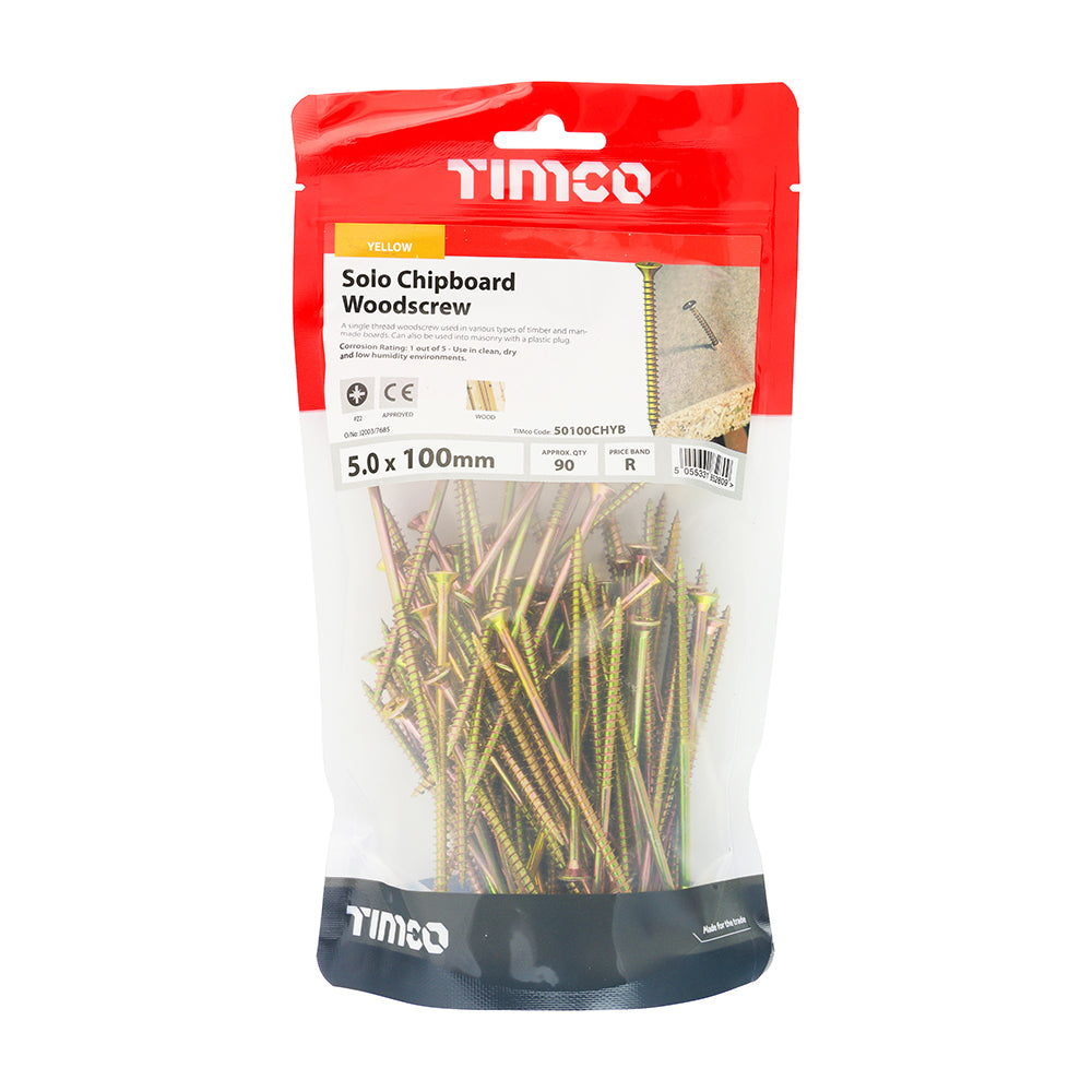 TIMCO Solo Countersunk Gold Woodscrews - 5.0 x 100 - Image