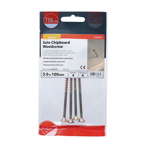 TIMCO Solo Countersunk Gold Woodscrews - 5.0 x 100 - Image