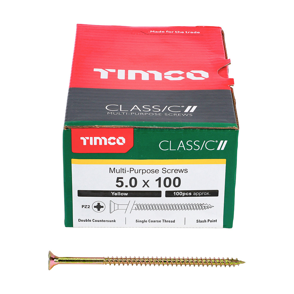 TIMCO Classic Multi-Purpose Countersunk Gold Woodscrews - 5.0 x 100 - Image