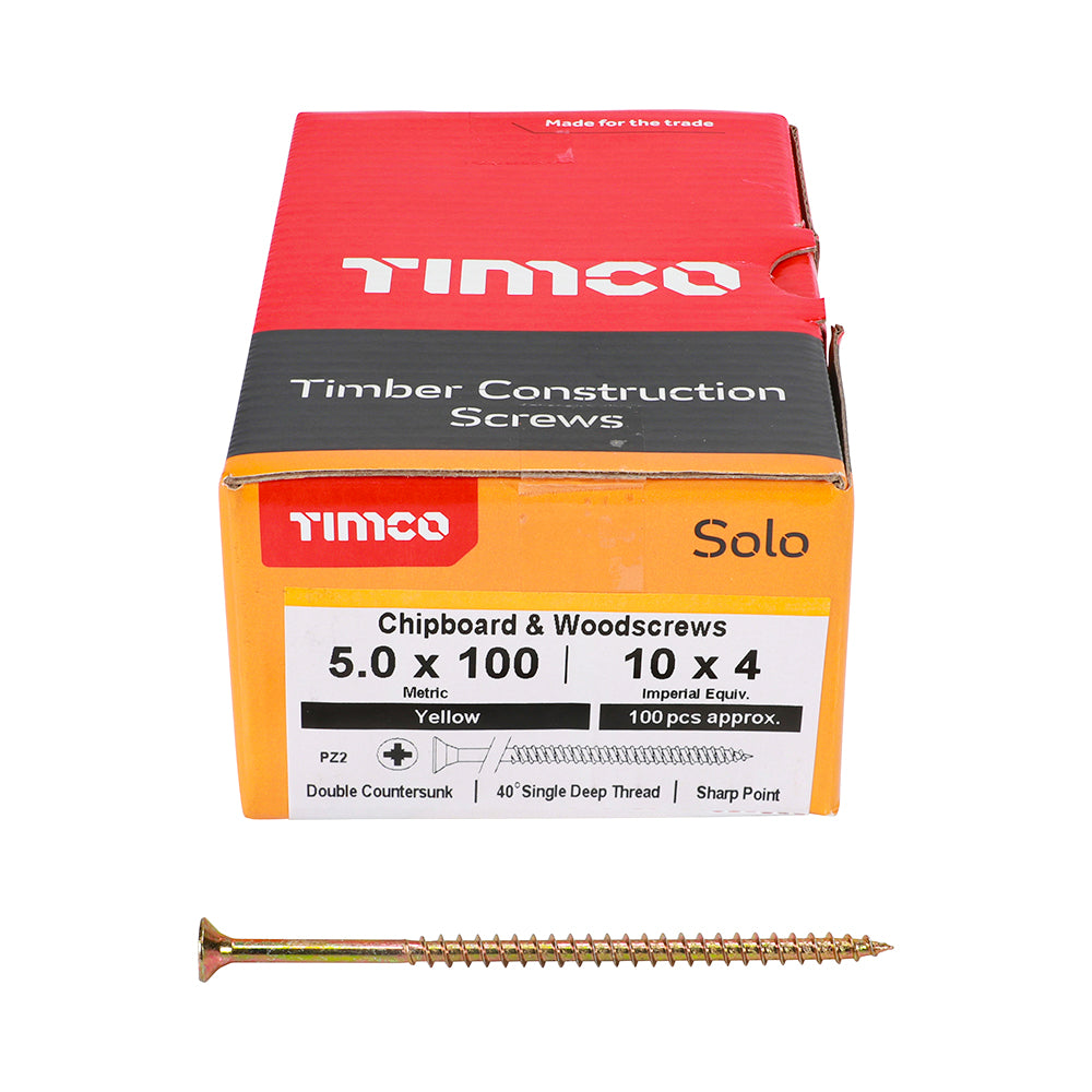 TIMCO Solo Countersunk Gold Woodscrews - 5.0 x 100 - Image