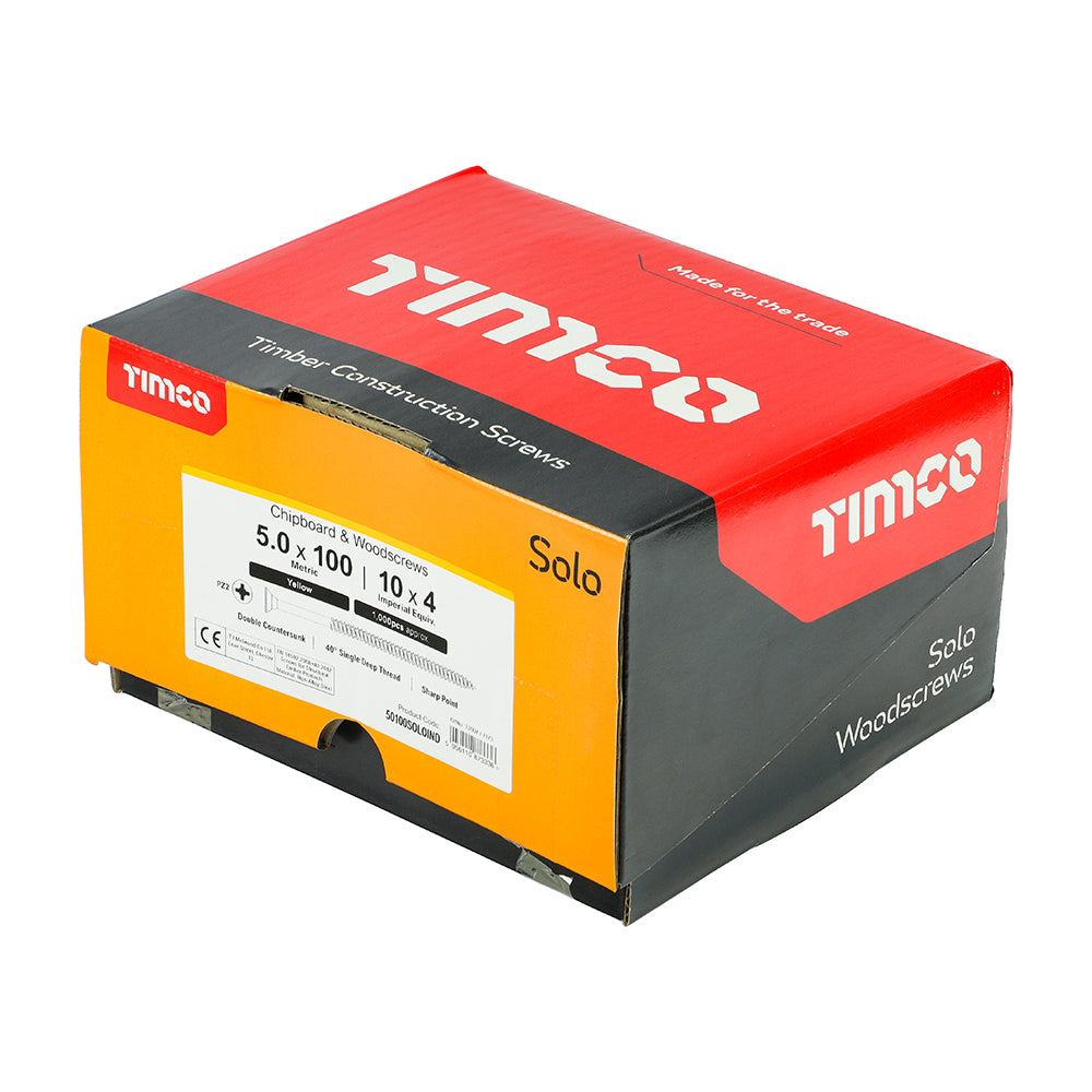 TIMCO Solo Countersunk Gold Woodscrews - 5.0 x 100 - Image