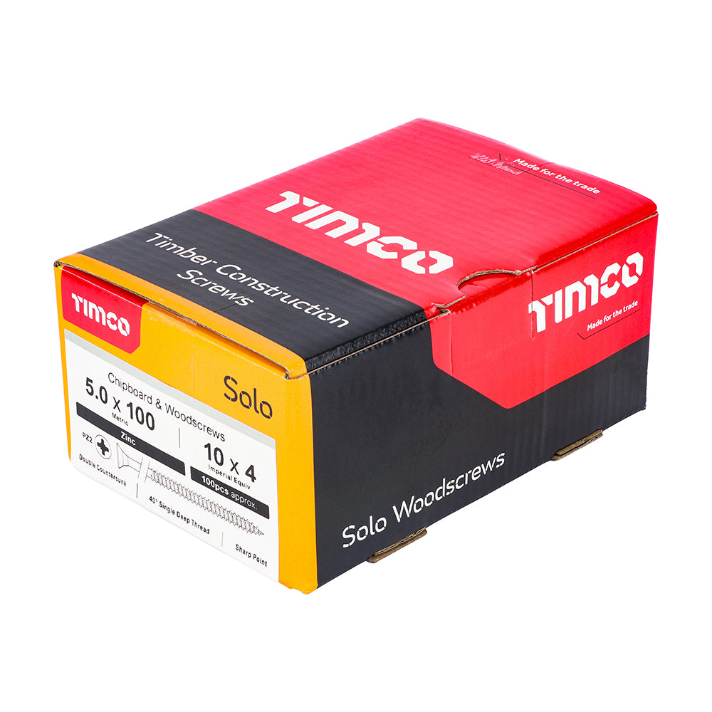 TIMCO Solo Countersunk Silver Woodscrews - 5.0 x 100 - Image