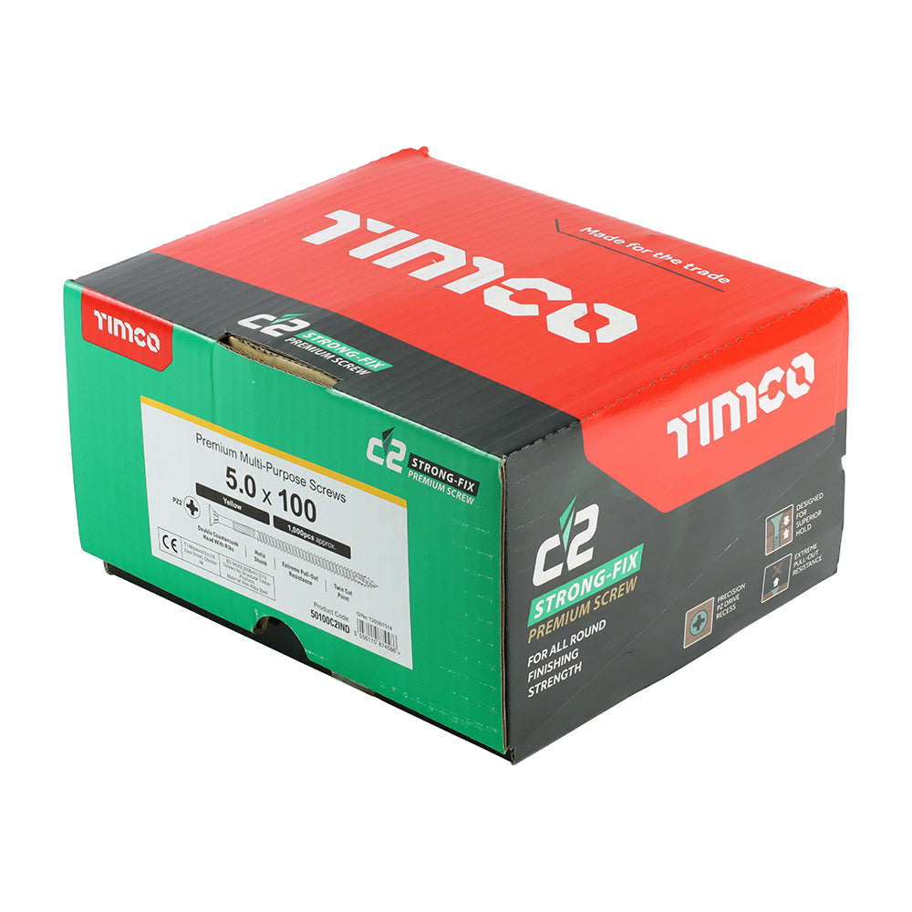 TIMCO C2 Strong-Fix Multi-Purpose Premium Countersunk Gold Woodscrews - 5.0 x 100 - Image