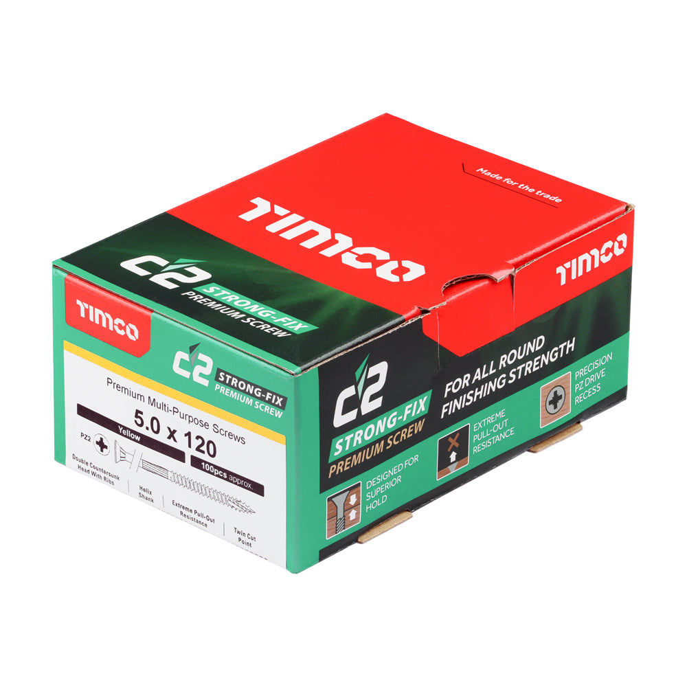 TIMCO C2 Strong-Fix Multi-Purpose Premium Countersunk Gold Woodscrews - 5.0 x 120 - Image