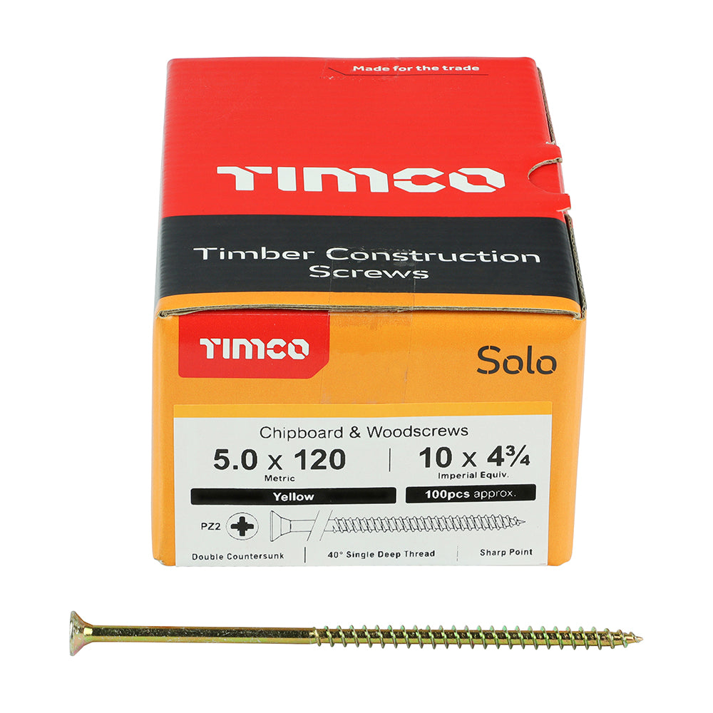 TIMCO Solo Countersunk Gold Woodscrews - 5.0 x 120 - Image