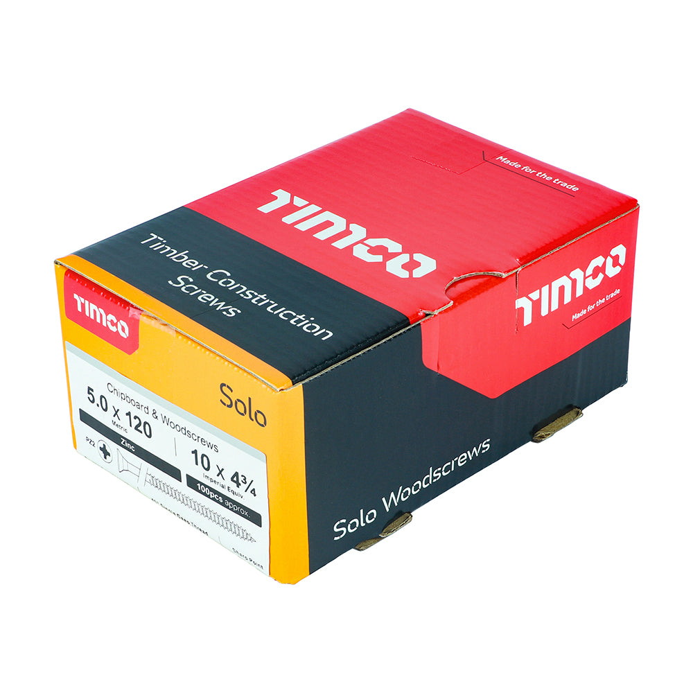 TIMCO Solo Countersunk Silver Woodscrews - 5.0 x 120 - Image
