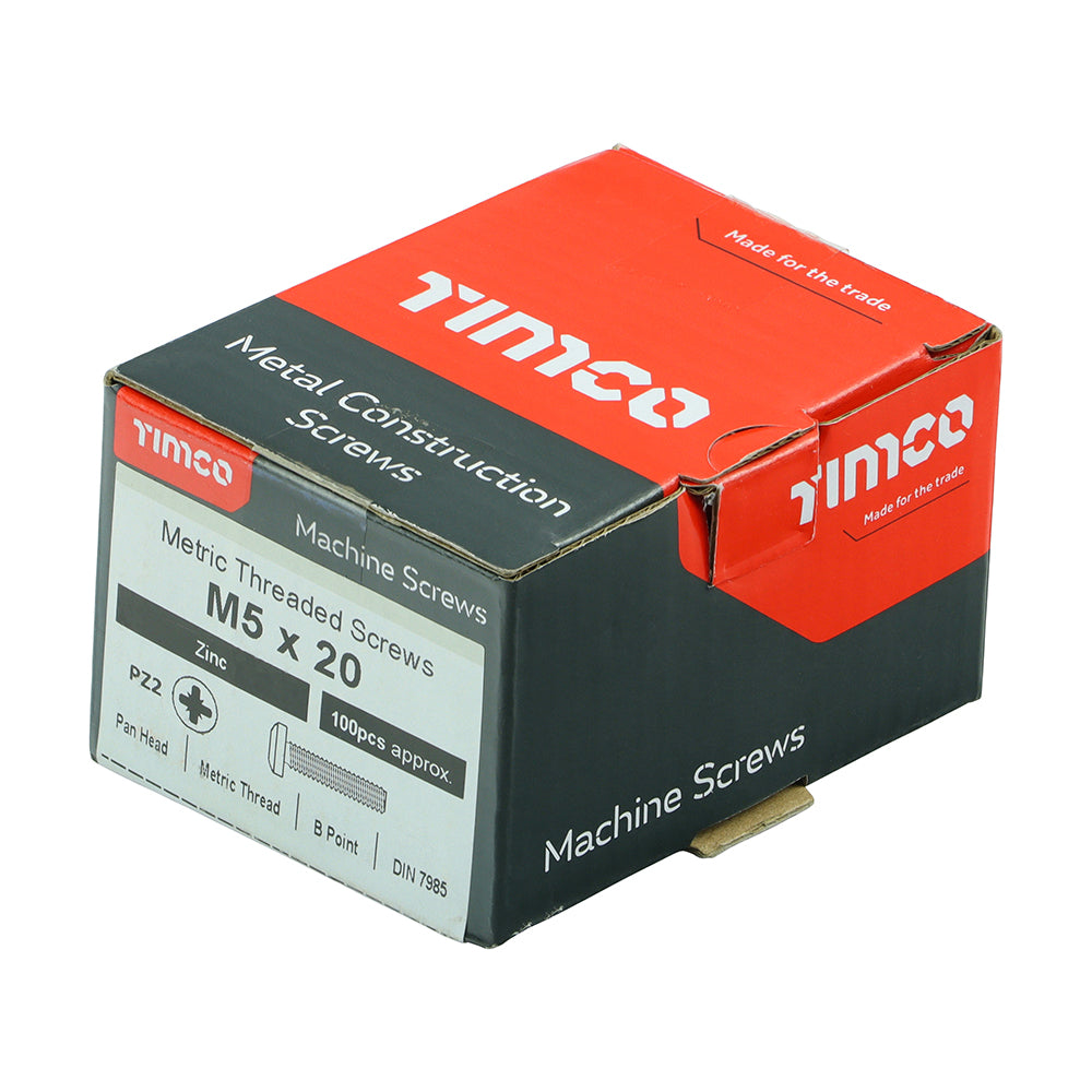 TIMCO Machine Pan Head Silver Screws - M5 x 20 - Image