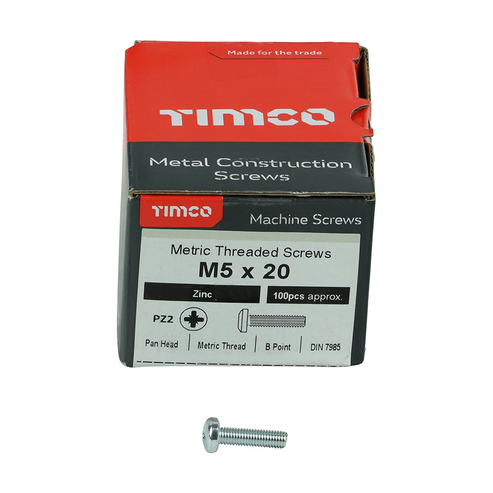 TIMCO Machine Pan Head Silver Screws - M5 x 20 - Image