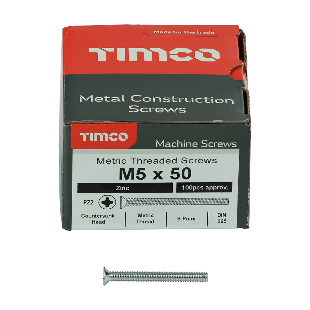 TIMCO Machine Countersunk Silver Screws - M5 x 50 - Image