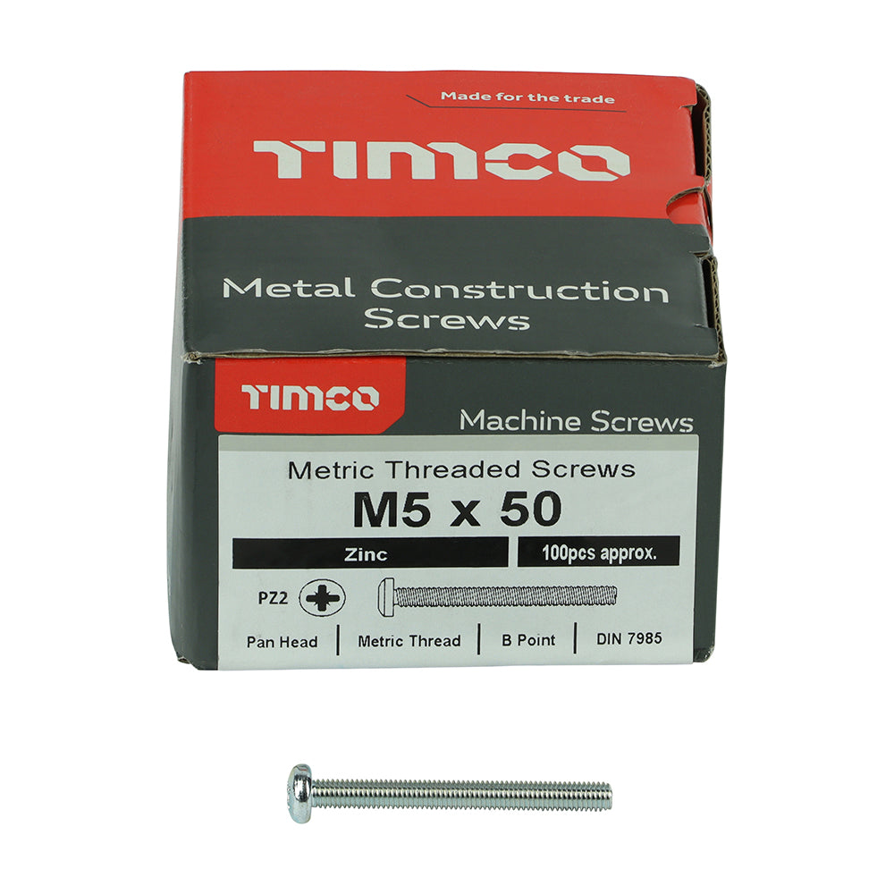 TIMCO Machine Pan Head Silver Screws - M5 x 50 - Image