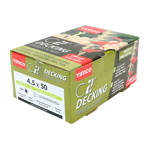 TIMCO C2 Deck-Fix Premium Countersunk Green Decking Screws - 4.5 x 50 - Image