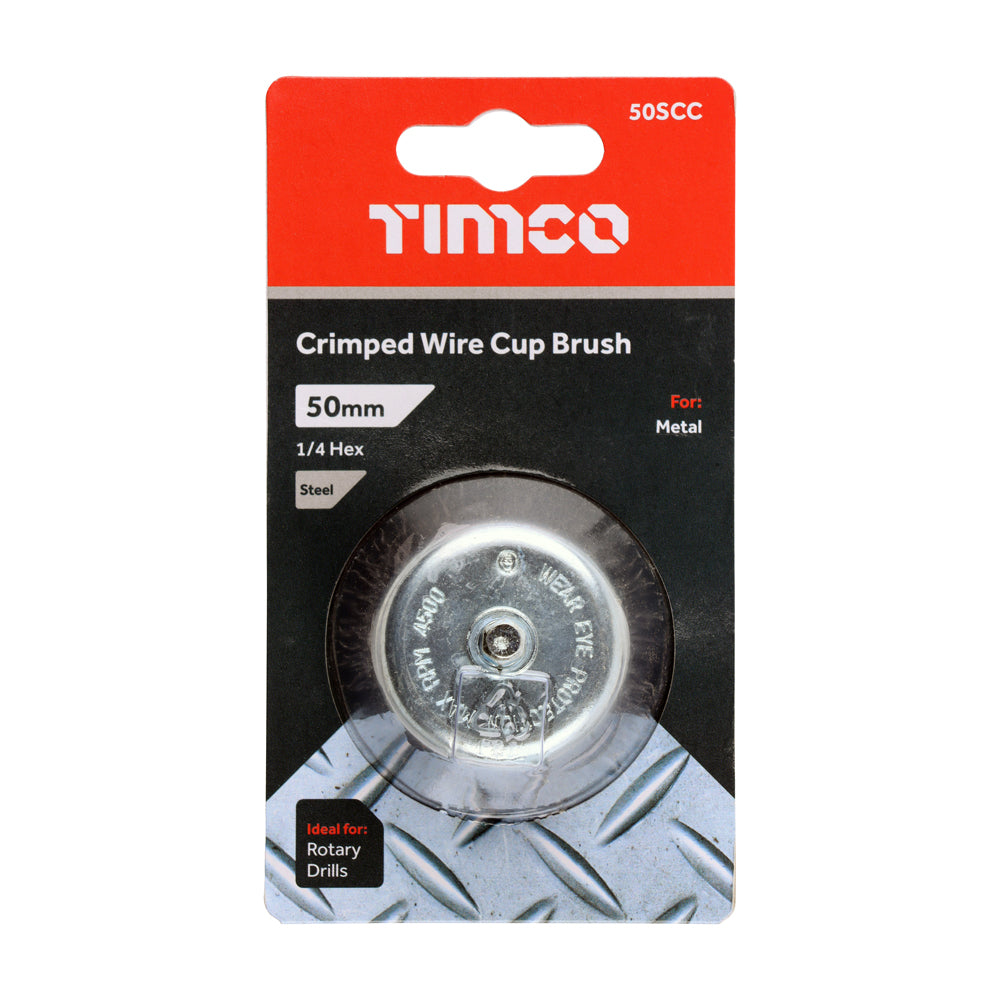 TIMCO Drill Cup Brush Crimped Steel Wire - 50mm - Image