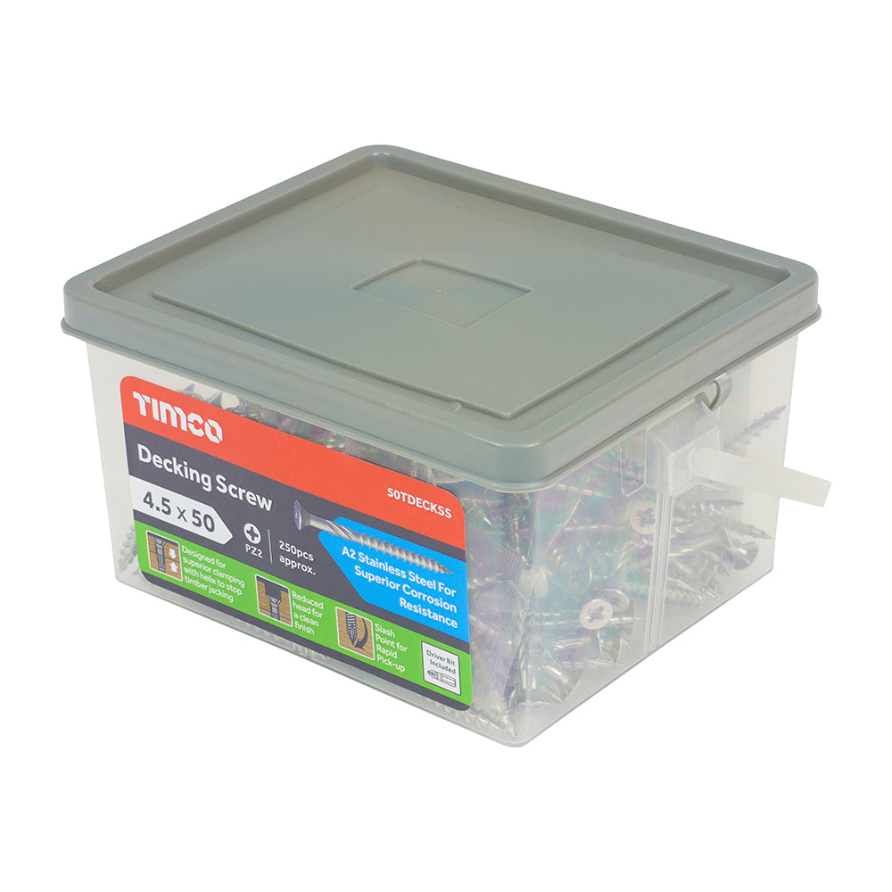 TIMCO Decking Screws Countersunk A2 Stainless Steel - 4.5 x 50 - Image