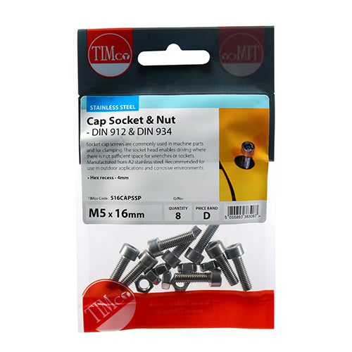 TIMCO Cap Socket Screws DIN912 A2 Stainless Steel - M5 x 16 - Image
