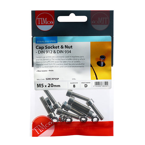 TIMCO Cap Socket Screws DIN912 A2 Stainless Steel - M5 x 20 - Image