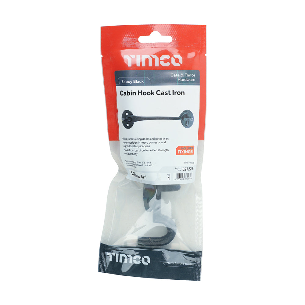 TIMCO Cabin Hooks Black - 4" - Image