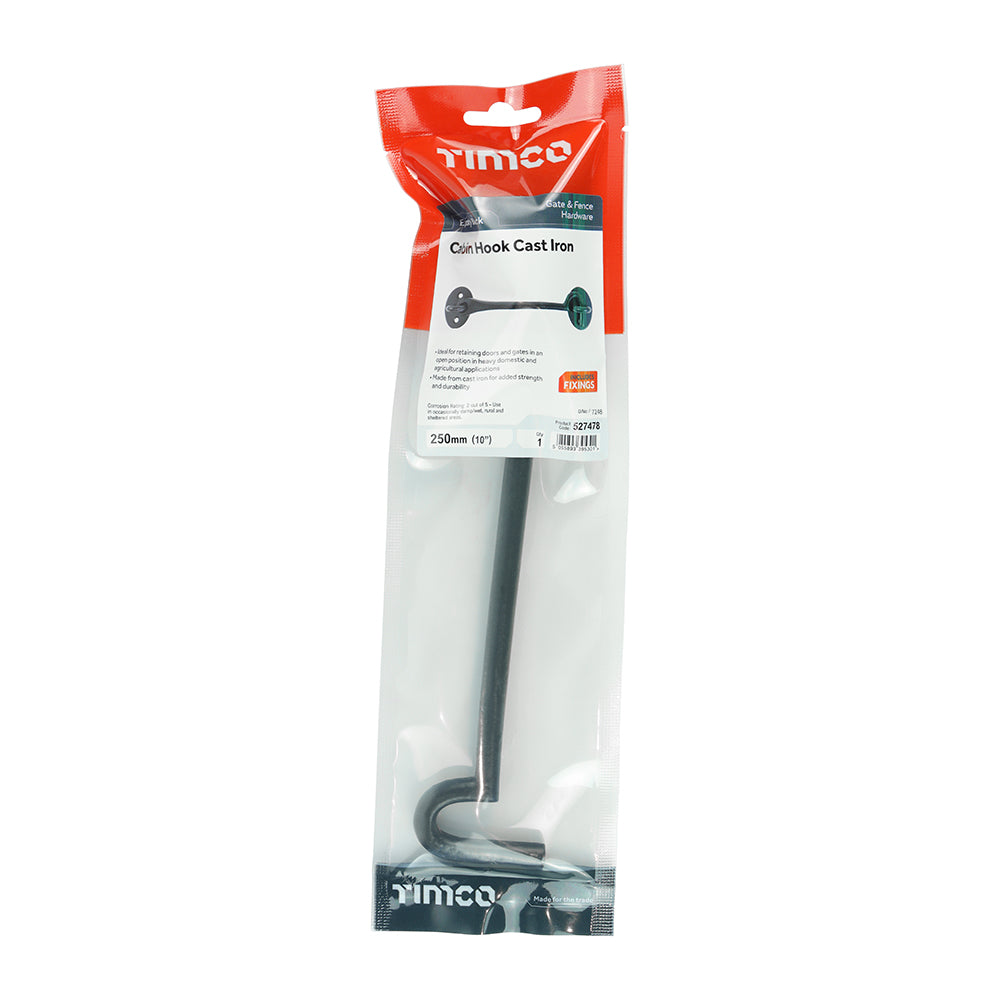 TIMCO Cabin Hooks Black - 10" - Image
