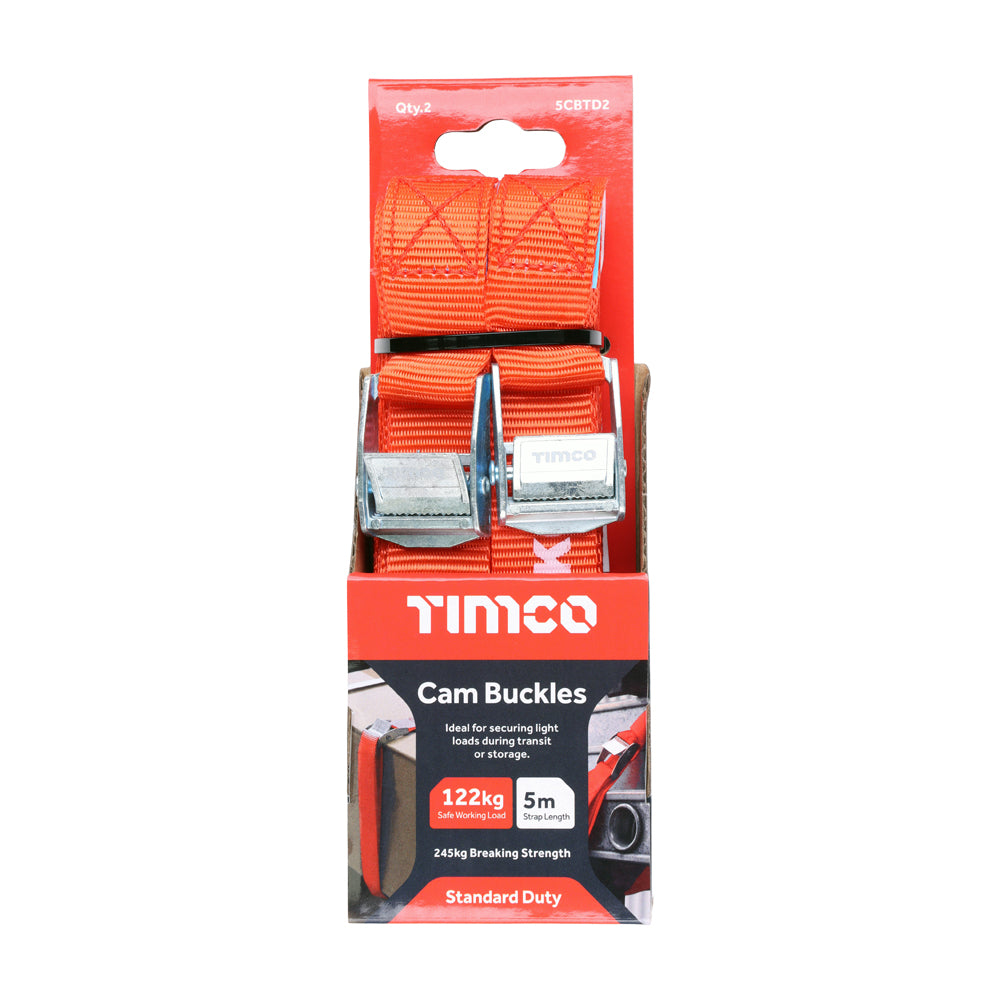 TIMCO Cam Buckle Tie Downs Standard Duty - 5m x 25mm - Image