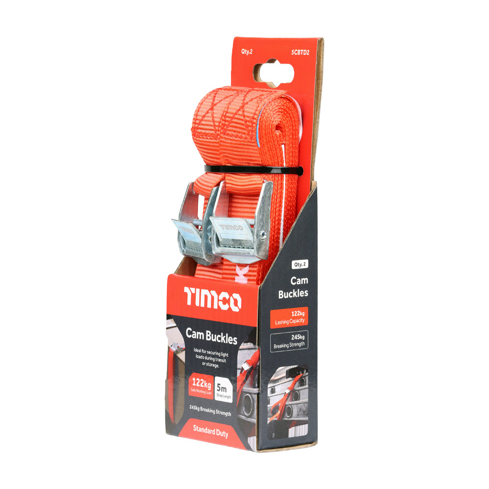 TIMCO Cam Buckle Tie Downs Standard Duty - 5m x 25mm - Image