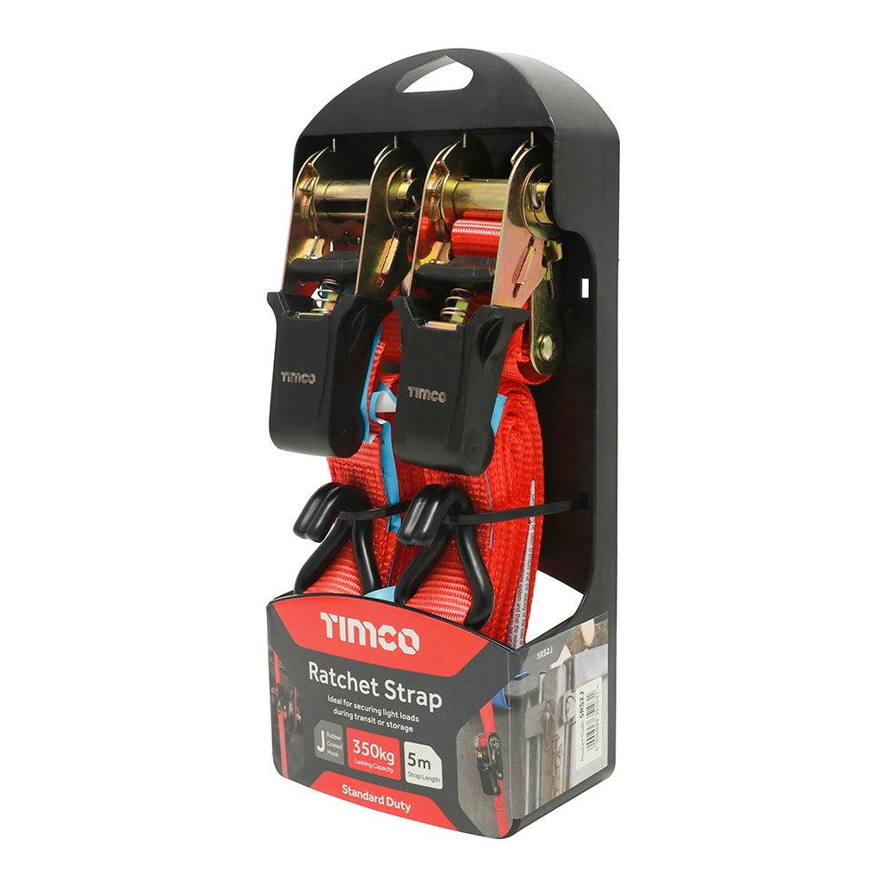 TIMCO J Hook Ratchet Straps Standard Duty - 5m x 25mm - Image
