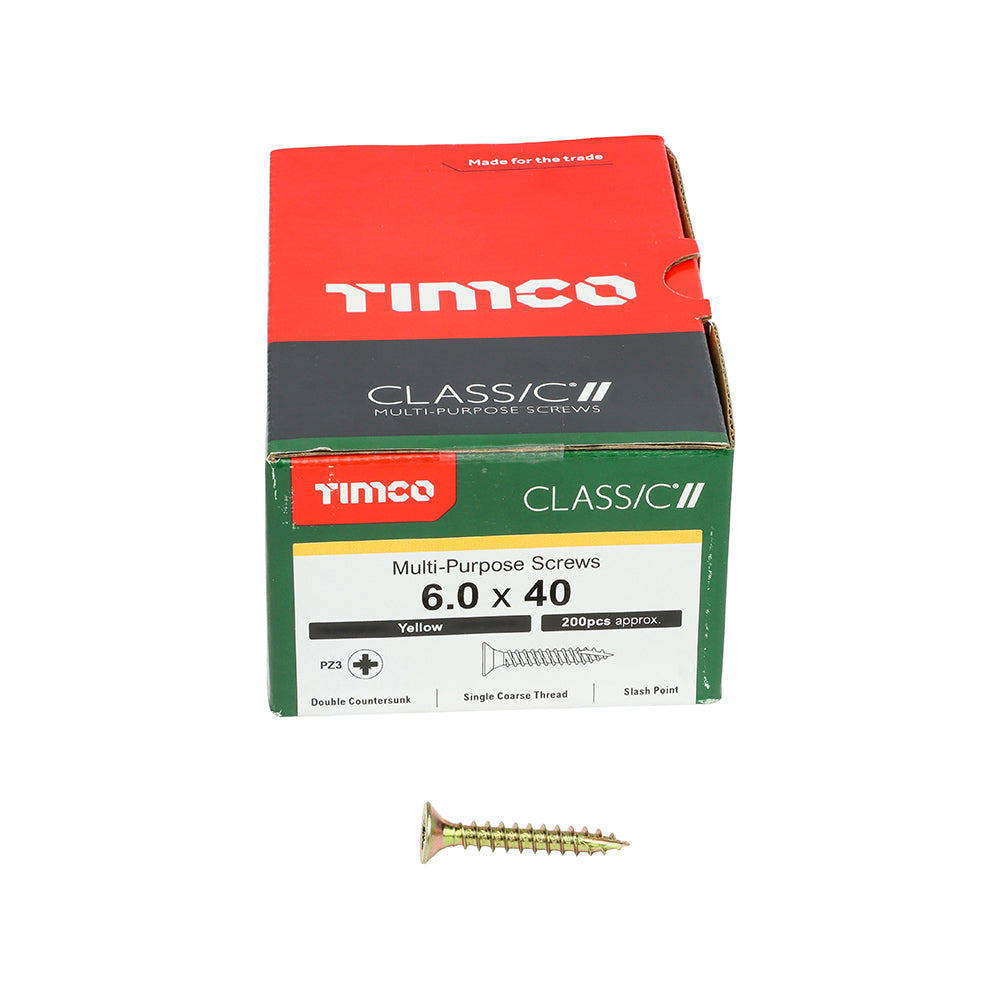 TIMCO Classic Multi-Purpose Countersunk Gold Woodscrews - 6.0 x 40 - Image