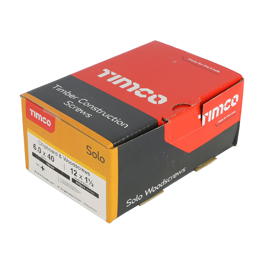 TIMCO Solo Countersunk Gold Woodscrews - 6.0 x 40 - Image