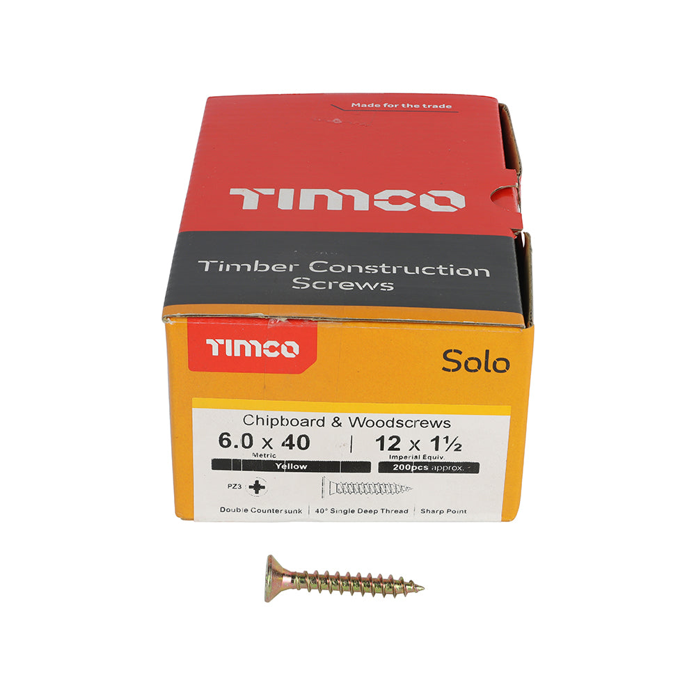 TIMCO Solo Countersunk Gold Woodscrews - 6.0 x 40 - Image