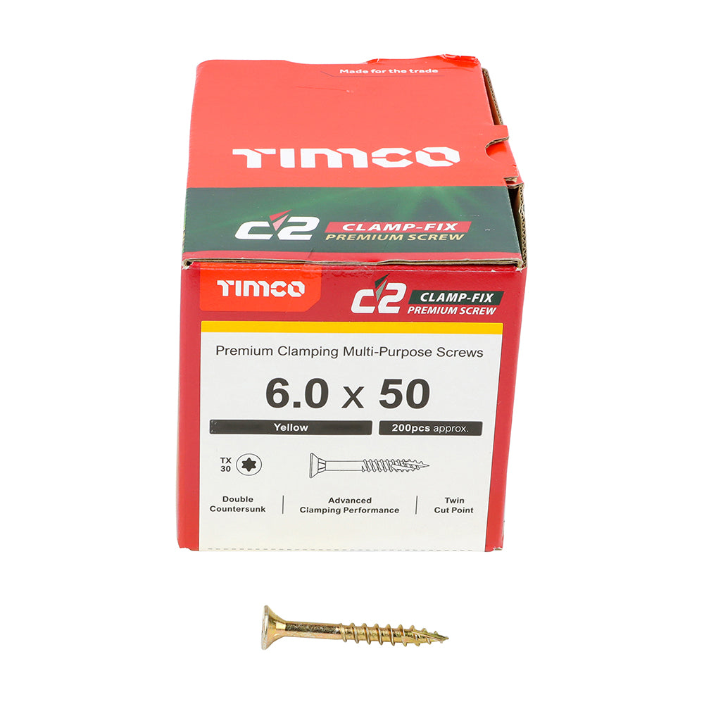 TIMCO C2 Clamp-Fix Multi-Purpose Premium Countersunk Gold Woodscrews - 6.0 x 50 - Image