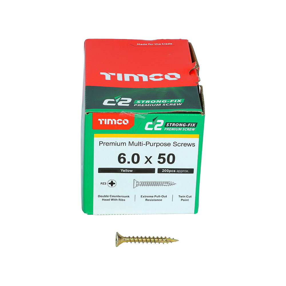 TIMCO C2 Strong-Fix Multi-Purpose Premium Countersunk Gold Woodscrews - 6.0 x 50 - Image