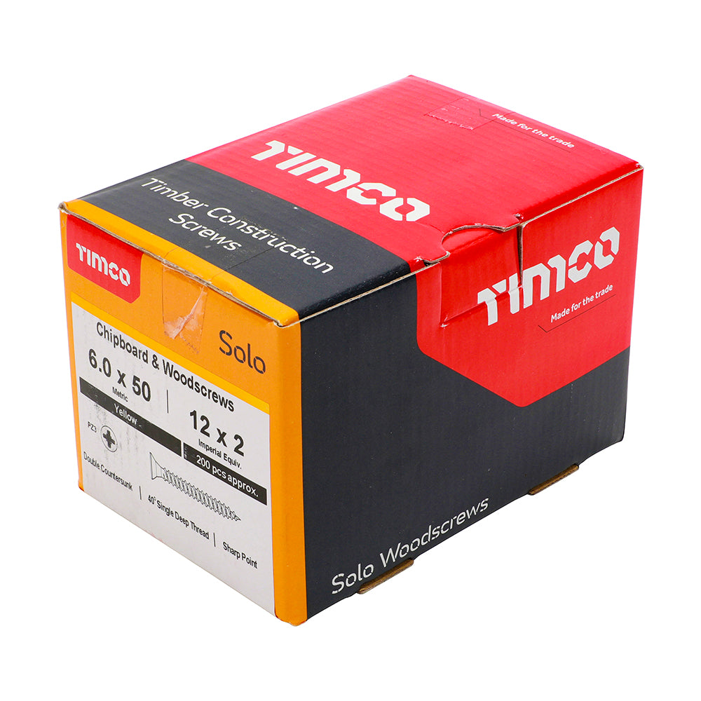 TIMCO Solo Countersunk Gold Woodscrews - 6.0 x 50 - Image