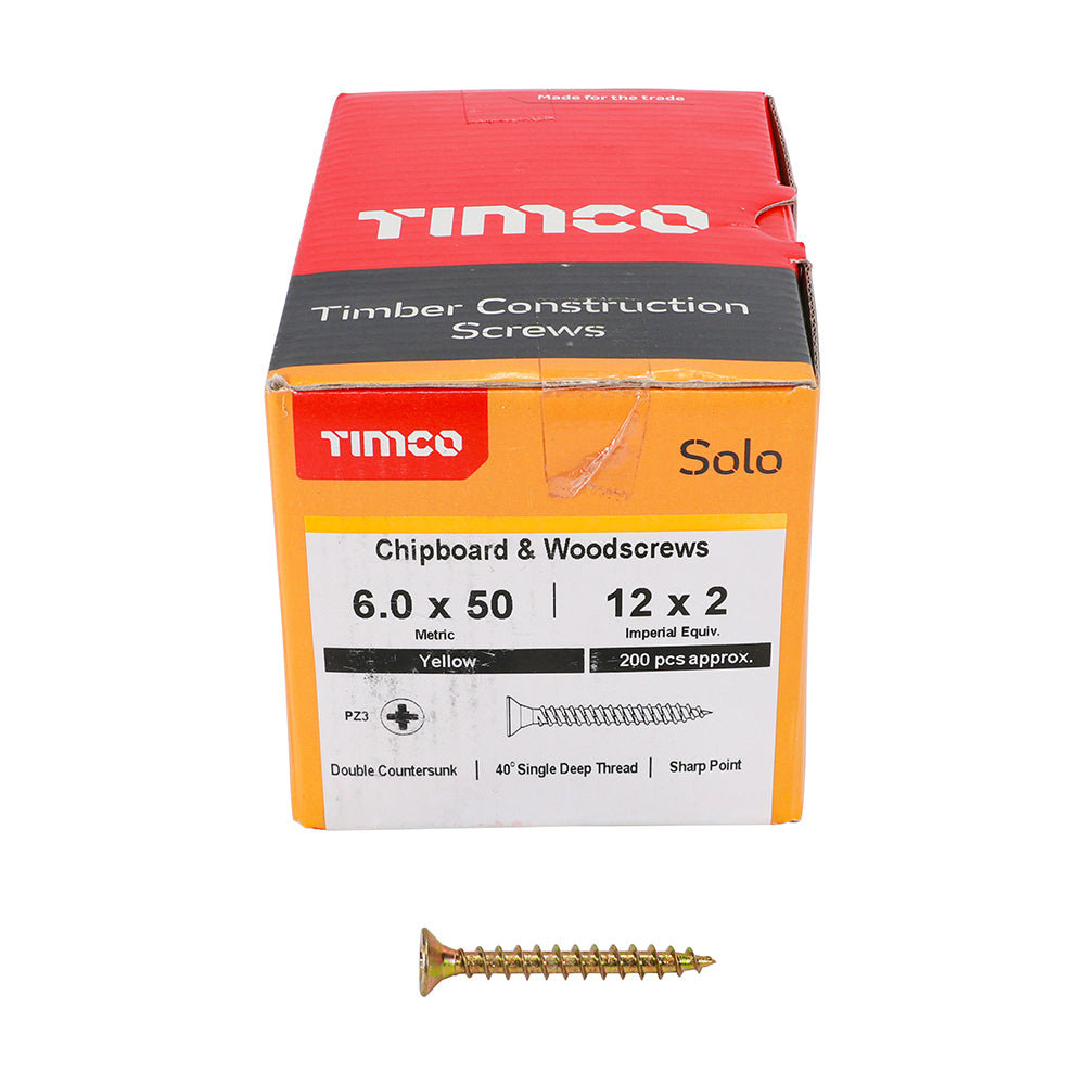TIMCO Solo Countersunk Gold Woodscrews - 6.0 x 50 - Image