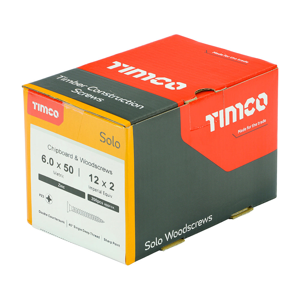 TIMCO Solo Countersunk Silver Woodscrews - 6.0 x 50 - Image