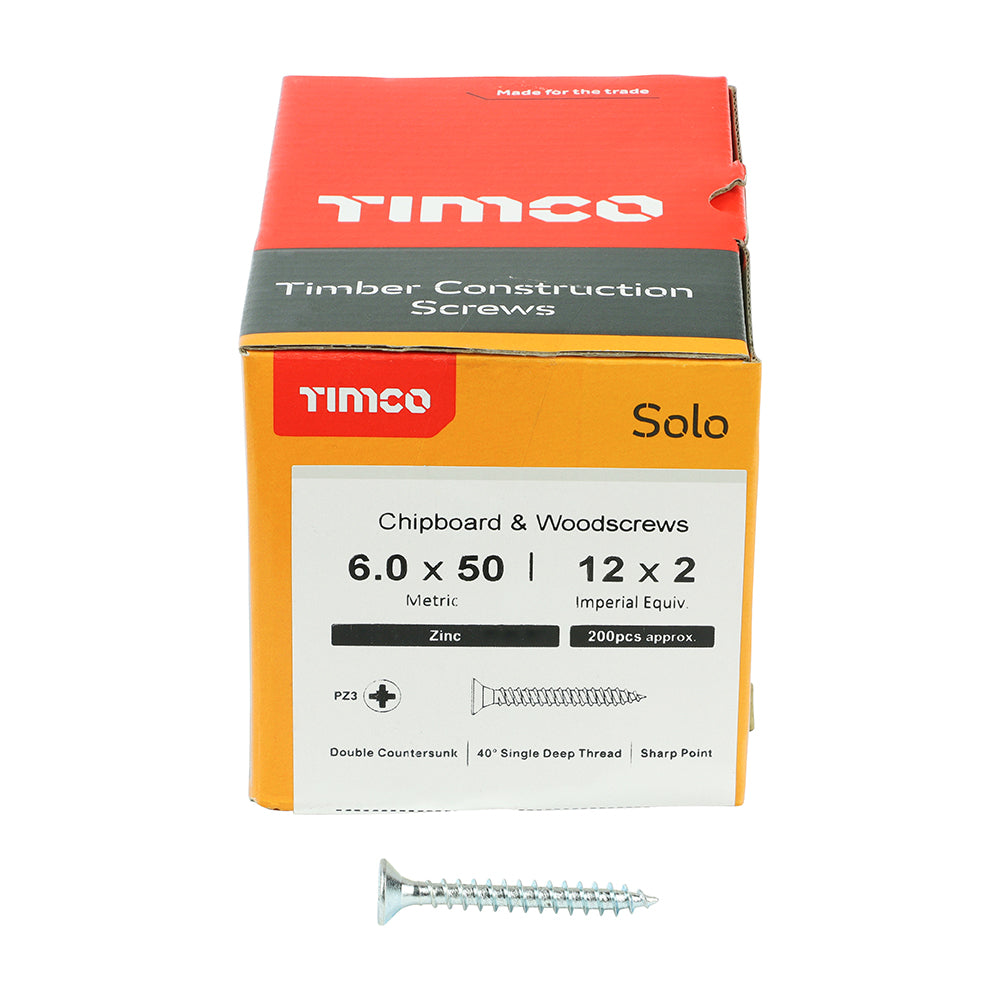 TIMCO Solo Countersunk Silver Woodscrews - 6.0 x 50 - Image