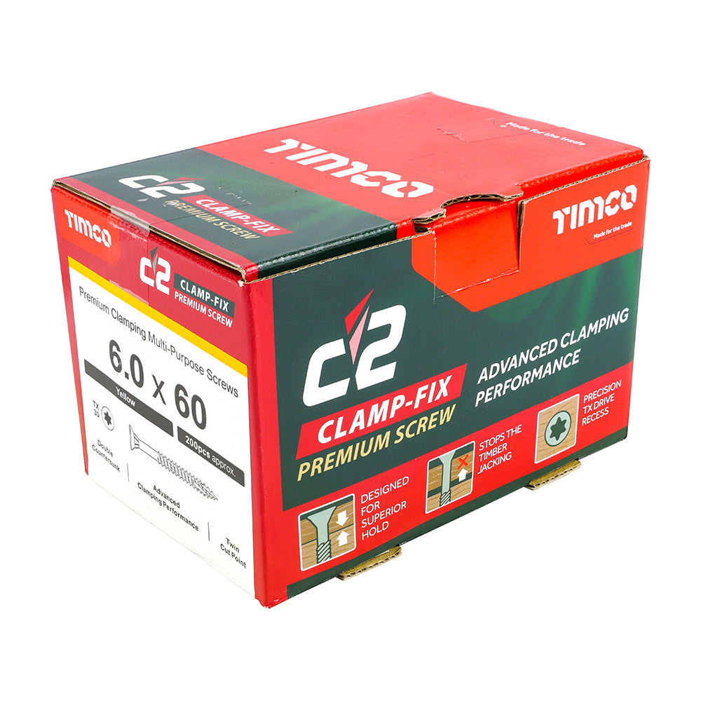 TIMCO C2 Clamp-Fix Multi-Purpose Premium Countersunk Gold Woodscrews - 6.0 x 60 - Image