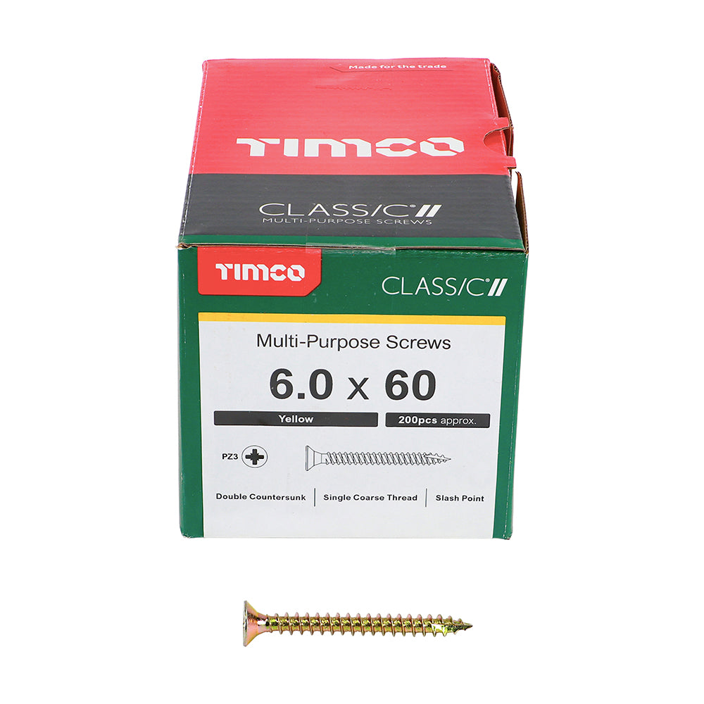 TIMCO Classic Multi-Purpose Countersunk Gold Woodscrews - 6.0 x 60 - Image
