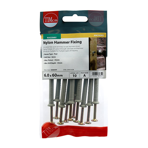 TIMCO Nylon Hammer Fixings - 6.0 x 60 - Image